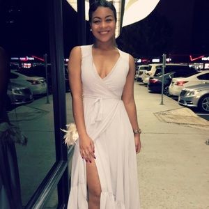 High-Low Ruffled Wrap Dress